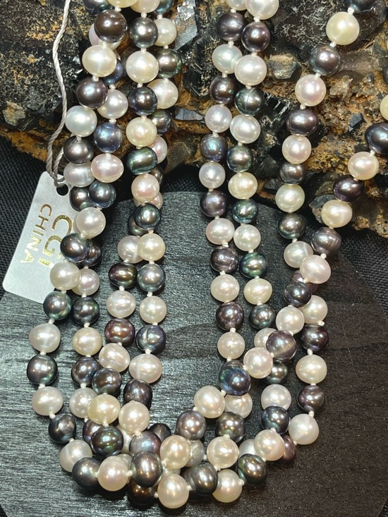 CGI China Jewelry - 🌑Hand-Knotted Cultured Freshwater Pearl Opera Necklace NWT 🌑